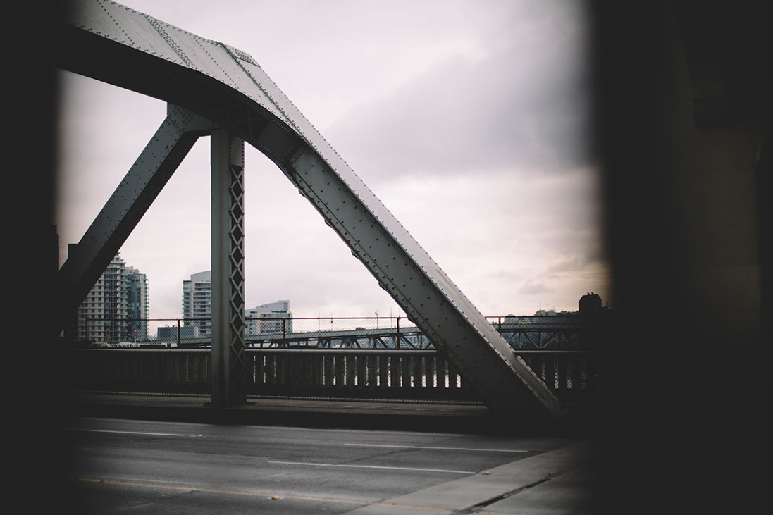 Walking the Burrard bridge in Vancouver, British Columbia