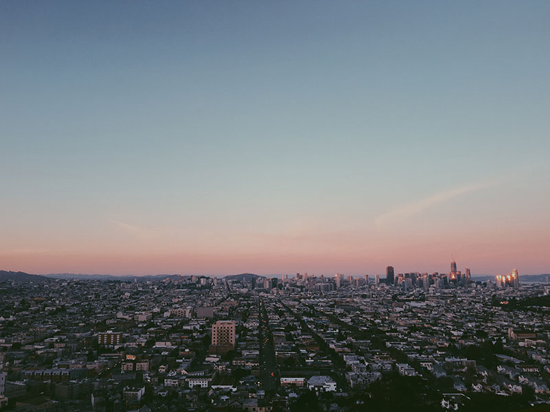 San Francisco cityscape from Bernal Heights park